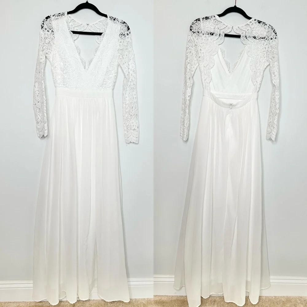 Lulus Awaken My Love White Long Sleeve Lace Maxi Dress - Picture 4 of 12